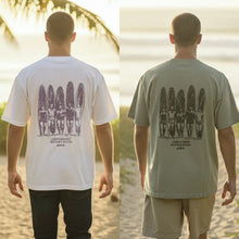 画像をギャラリービューアに読み込む, サーフボード柄:Hula Lani Hawaii ハワイアンバックプリントTシャツ メンズ 半袖 サーフボード