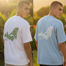 Load image into Gallery viewer, クジラ柄:Hula Lani Hawaii ハワイアンバックプリントTシャツ メンズ 半袖 クジラ