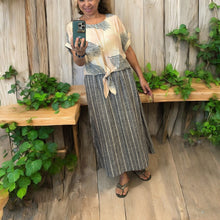 画像をギャラリービューアに読み込む, 【接触冷感】先染ストライプロングスカート