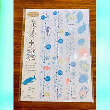 Load image into Gallery viewer, Sea height chart and sea creature wall stickers