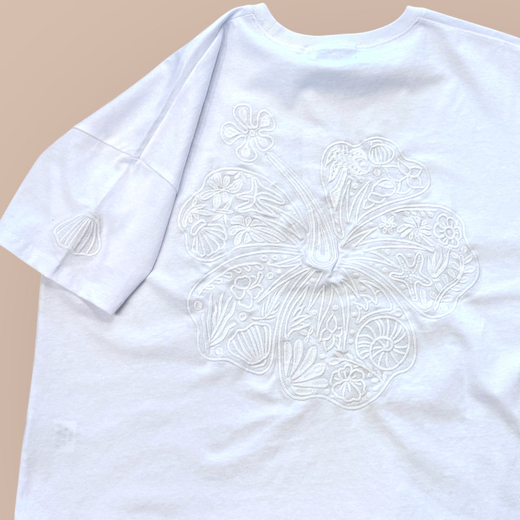 Back PrintハイビスカスTシャツ