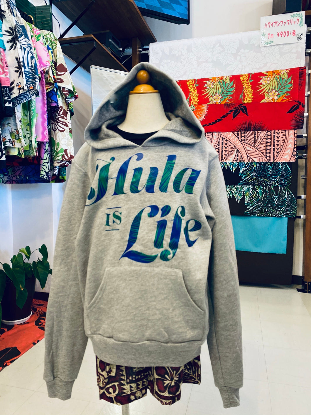 Hula is Life Lei Hulu Youth（キッズ用） パーカー （グレー&Landyardブルー）
