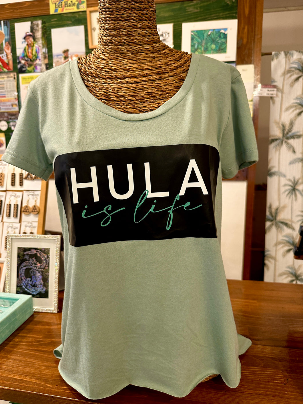 Hula is Life ” Hula Stamp” スクープネックTシャツ